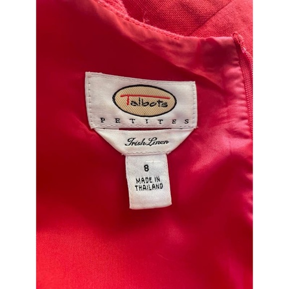 Talbots Size 8 Petite Dress 100% Irish Linen Red Sleeveless - Picture 3 of 4